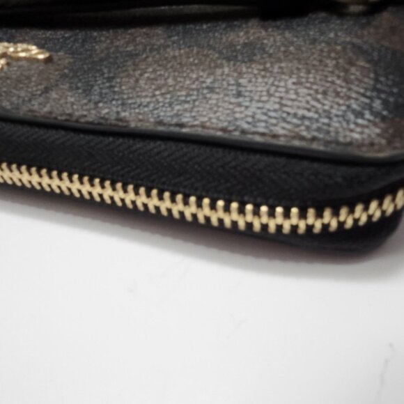 Coach Monogram Long Zip Zippy Brown Icon Wristlet Wallet - Picture 4 of 6